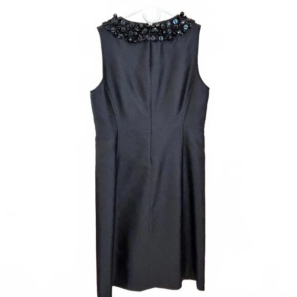🖤 Tory Burch Black Silk Beaded Neck Sheath Dress – Size 4 - Picture 4 of 6